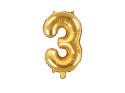 Balon foliowy Cyfra 3, 35cm, złoty Balon foliowy Cyfra 3, 35cm, złoty