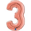 Balon foliowy Cyfra 3 Rose Gold - 66 cm Grabo Balon foliowy Cyfra 3 Rose Gold - 66 cm Grabo