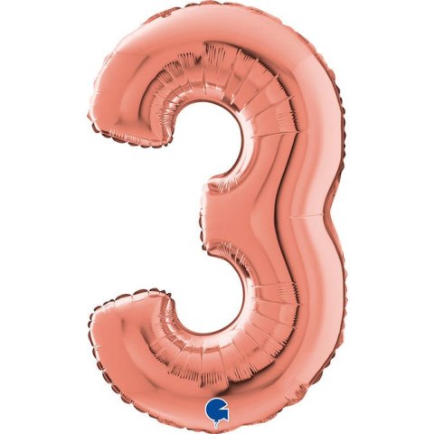 Balon foliowy Cyfra 3 Rose Gold - 66 cm Grabo Balon foliowy Cyfra 3 Rose Gold - 66 cm Grabo