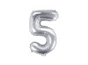 Balon foliowy Cyfra 5, 35cm, srebrny Balon foliowy Cyfra 5, 35cm, srebrny