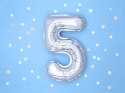 Balon foliowy Cyfra 5, 35cm, srebrny Balon foliowy Cyfra 5, 35cm, srebrny