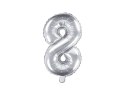 Balon foliowy Cyfra 8, 35cm, srebrny Balon foliowy Cyfra 8, 35cm, srebrny