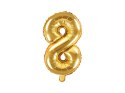 Balon foliowy Cyfra 8, 35cm, złoty Balon foliowy Cyfra 8, 35cm, złoty