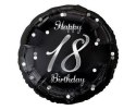 Balon foliowy Happy 18 Birthday, czarny srebrny nadruk, 46 cm Balon foliowy Happy 18 Birthday, czarny srebrny nadruk, 46 cm