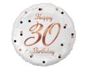 Balon foliowy Happy 30 Birthday, biały, nadruk różowo-złoty, 18' Balon foliowy Happy 30 Birthday, biały, nadruk różowo-złoty, 18'