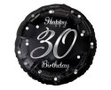 Balon foliowy Happy 30 Birthday, czarny srebrny nadruk, 46 cm Balon foliowy Happy 30 Birthday, czarny srebrny nadruk, 46 cm