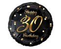 Balon foliowy Happy 30 Birthday, czarny złoty nadruk, 46 cm Balon foliowy Happy 30 Birthday, czarny złoty nadruk, 46 cm