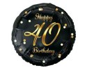 Balon foliowy Happy 40 Birthday, czarny złoty nadruk, 46 cm Balon foliowy Happy 40 Birthday, czarny złoty nadruk, 46 cm