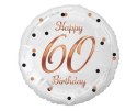 Balon foliowy Happy 60 Birthday, biały, nadruk różowo-złoty, 18' Balon foliowy Happy 60 Birthday, biały, nadruk różowo-złoty, 18'