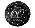 Balon foliowy Happy 60 Birthday, czarny srebrny nadruk, 46 cm Balon foliowy Happy 60 Birthday, czarny srebrny nadruk, 46 cm