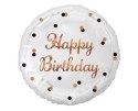 Balon foliowy Happy Birthday, biały, nadruk różowo-złoty, 18' Balon foliowy Happy Birthday, biały, nadruk różowo-złoty, 18'