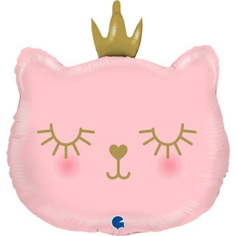 Balon foliowy Kotek z korona różowy, 66 cm Balon foliowy Kotek z korona różowy, 66 cm