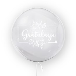 Balon przezroczysty z nadrukiem Gratulacje, 45cm