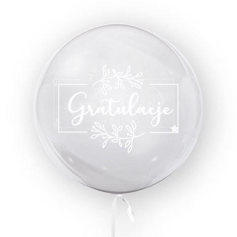 Balon przezroczysty z nadrukiem Gratulacje, 45cm