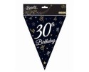 Girlanda papierowa, flagi, chorągiewki czarne, 30 Urodziny, 270 cm Girlanda papierowa, flagi, chorągiewki czarne, 30 Urodziny, 270 cm
