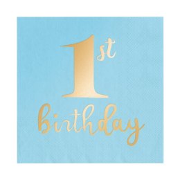 Serwetki 1st Birthday Roczek niebieskie, 33x33cm, 10 szt.