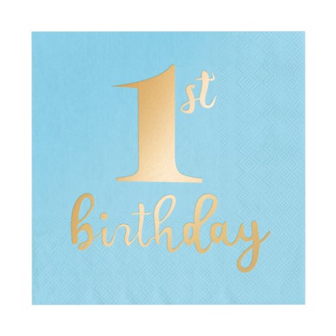 Serwetki 1st Birthday Roczek niebieskie, 33x33cm, 10 szt. Serwetki 1st Birthday Roczek niebieskie, 33x33cm, 10 szt.