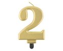 Świeczka cyferka 2, metalik złota, 8 cm Świeczka cyferka 2, metalik złota, 8 cm