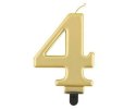 Świeczka cyferka 4, metalik złota, 8 cm Świeczka cyferka 4, metalik złota, 8 cm