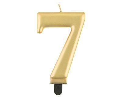 Świeczka cyferka 7, metalik złota, 8 cm Świeczka cyferka 7, metalik złota, 8 cm