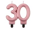 Świeczka liczba 30 urodziny, metalik różowo-złota, 8 cm Świeczka liczba 30 urodziny, metalik różowo-złota, 8 cm