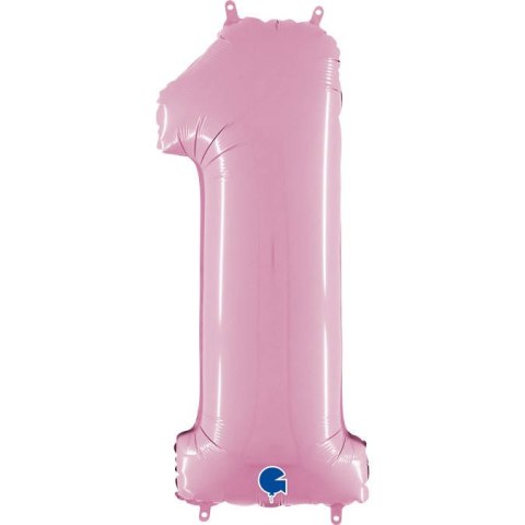 Balon Foliowy Cyfra 1 Różowa Pastel Pink, 66 cm Grabo Balon Foliowy Cyfra 1 Różowa Pastel Pink, 66 cm Grabo