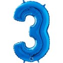 Balon Foliowy Cyfra 3 Niebieski, 66 cm Grabo Balon Foliowy Cyfra 3 Niebieski, 66 cm Grabo