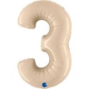 Balon Foliowy Cyfra 3, Satynowa Kremowa 102cm Grabo Balon Foliowy Cyfra 3, Satynowa Kremowa 102cm Grabo