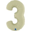 Balon Foliowy Cyfra 3, Satynowa Oliwkowa, 66 cm Grabo Balon Foliowy Cyfra 3, Satynowa Oliwkowa, 66 cm Grabo