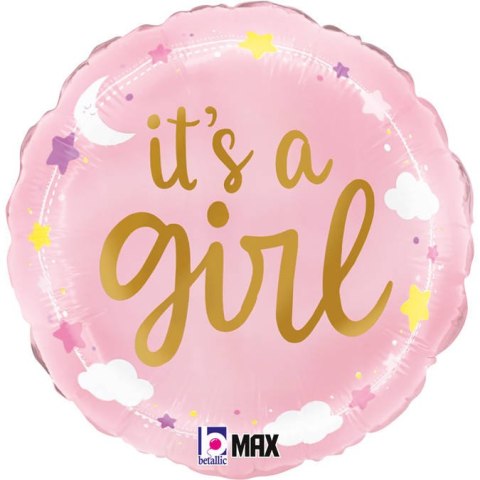 Balon Foliowy - Różowy It's A Girl 46cm Balon Foliowy - Różowy It's A Girl 46cm
