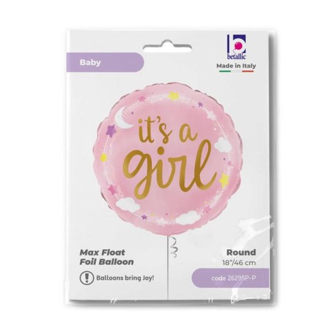 Balon Foliowy - Różowy It's A Girl 46cm Balon Foliowy - Różowy It's A Girl 46cm