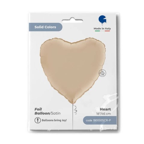 Balon Foliowy - Satynowe kremowe serce 46 cm, Grabo Balon Foliowy - Satynowe kremowe serce 46 cm, Grabo