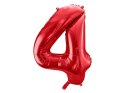 Balon foliowy Cyfra 4 czerwona, 86cm Balon foliowy Cyfra 4 czerwona, 86cm