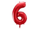 Balon foliowy Cyfra 6 czerwona, 86cm Balon foliowy Cyfra 6 czerwona, 86cm