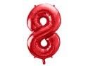 Balon foliowy Cyfra 8 czerwona, 86cm Balon foliowy Cyfra 8 czerwona, 86cm