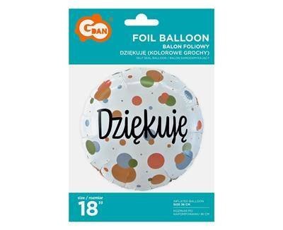 Balon foliowy Dziękuję, podziękowania 46cm Balon foliowy Dziękuję, podziękowania 46cm