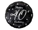 Balon foliowy Happy 40 Birthday, czarny srebrny nadruk, 46 cm Balon foliowy Happy 40 Birthday, czarny srebrny nadruk, 46 cm