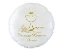 Balon foliowy okrągły Pierwsza Komunia Święta (kielich), 46 cm Balon foliowy okrągły Pierwsza Komunia Święta (kielich), 46 cm
