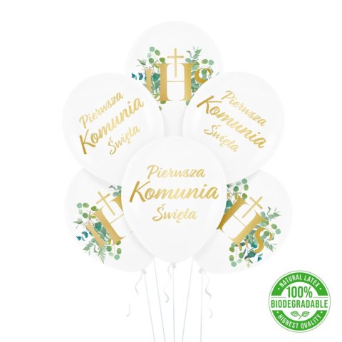 Balony Pierwsza Komunia Święta eukaliptus 30cm, 6 szt. Balony Pierwsza Komunia Święta eukaliptus 30cm, 6 szt.