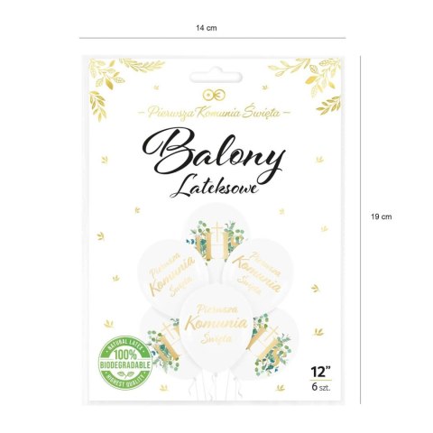 Balony Pierwsza Komunia Święta eukaliptus 30cm, 6 szt. Balony Pierwsza Komunia Święta eukaliptus 30cm, 6 szt.