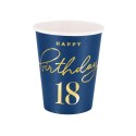 Kubeczki Happy Birthday 18, granatowy 220ml 6szt. Kubeczki Happy Birthday 18, granatowy 220ml 6szt.