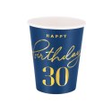 Kubeczki Happy Birthday 30, granatowy 220ml 6szt. Kubeczki Happy Birthday 30, granatowy 220ml 6szt.