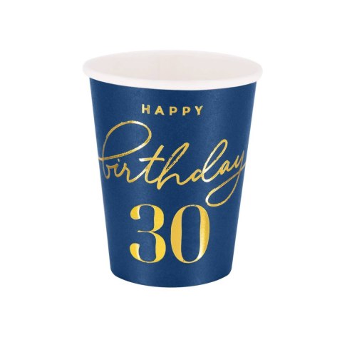 Kubeczki Happy Birthday 30, granatowy 220ml 6szt. Kubeczki Happy Birthday 30, granatowy 220ml 6szt.