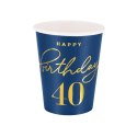Kubeczki Happy Birthday 40, granatowy 220ml 6szt. Kubeczki Happy Birthday 40, granatowy 220ml 6szt.