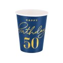 Kubeczki Happy Birthday 50, granatowy 220ml 6szt. Kubeczki Happy Birthday 50, granatowy 220ml 6szt.