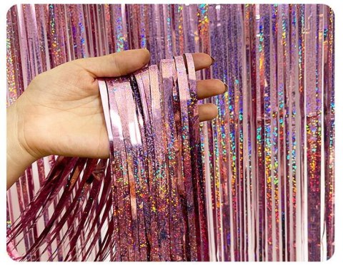 Kurtyna holograficzna rose gold 100x200 cm Kurtyna holograficzna rose gold 100x200 cm