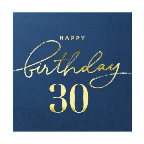 Serwetki Happy Birthday 30 granatowe 10szt. Serwetki Happy Birthday 30 granatowe 10szt.