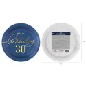 Talerzyk papierowy Happy Birthday 30, granatowy 18cm 6szt. Talerzyk papierowy Happy Birthday 30, granatowy 18cm 6szt.
