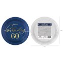 Talerzyk papierowy Happy Birthday 60, granatowy 18cm 6szt. Talerzyk papierowy Happy Birthday 60, granatowy 18cm 6szt.