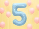 Balon foliowy Cyfra 5, 86cm, jasny niebieski Balon foliowy Cyfra 5, 86cm, jasny niebieski